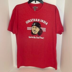 Cincinnati Reds baseball  “Jonathan India  Gotta Be The Flow” red t shirt Mens L